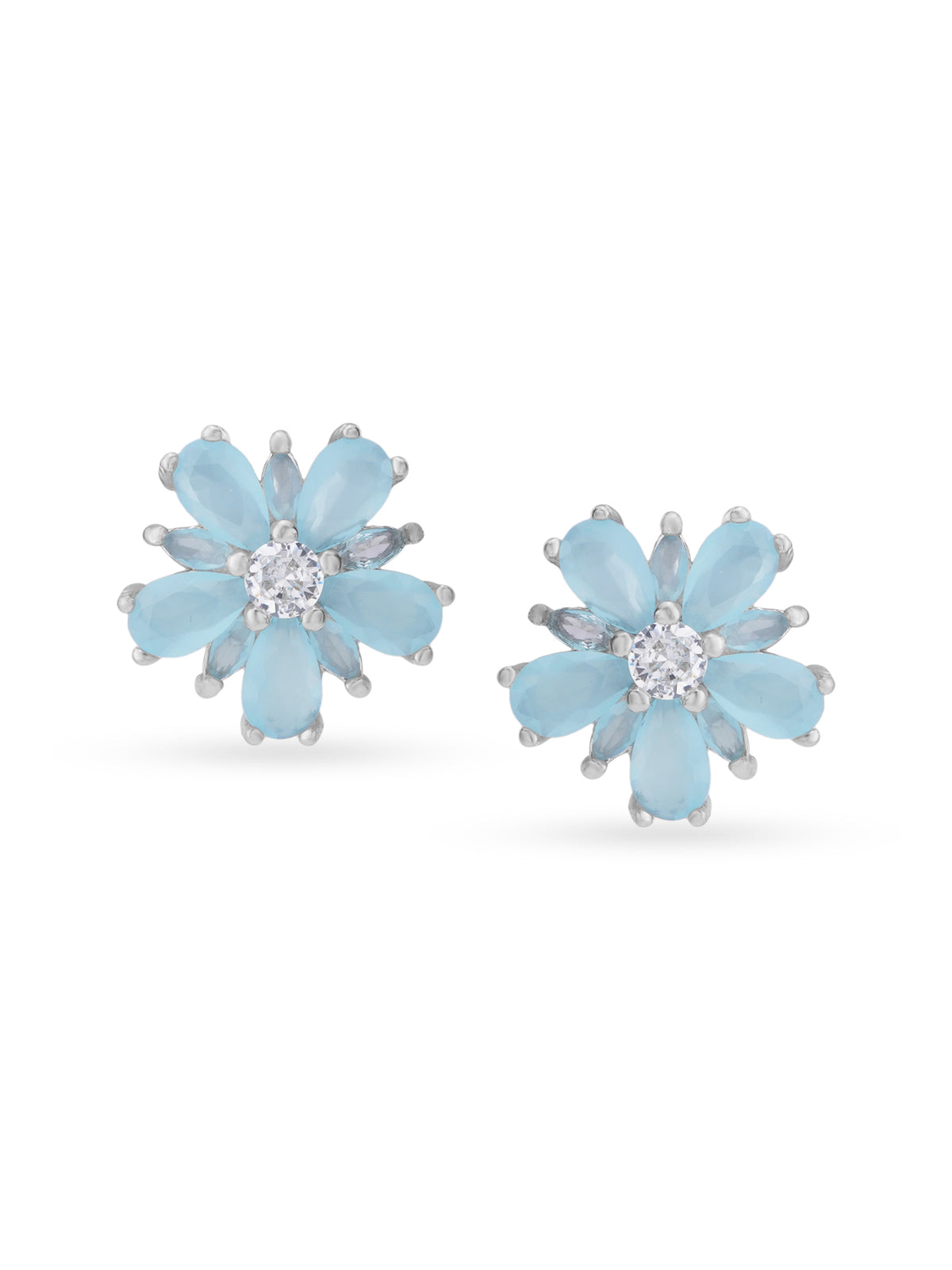 Detailed close up of SIJA Leaf Blossom Stud showing delicate leaf blossom motif and premium silver craftsmanship