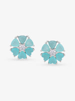 SIJA 925 Silver Aqua Mint Heart Bloom Stud elegant sterling silver womens jewellery accessory front view