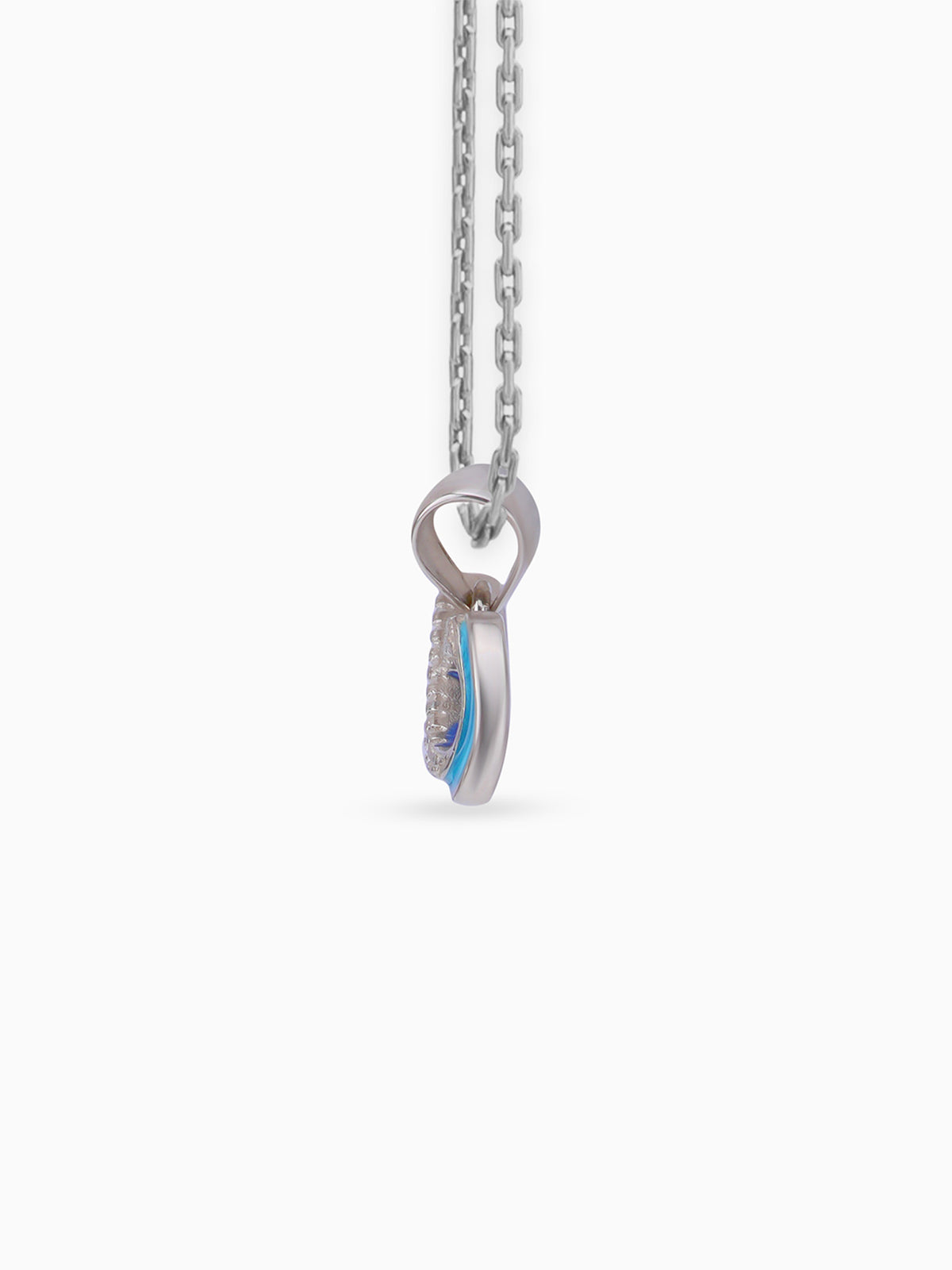 Side view SIJA 925 silver jewellery artistic infinity pendant stylish handcrafted accessory perfect for weddings parties anniversaries and festive wear