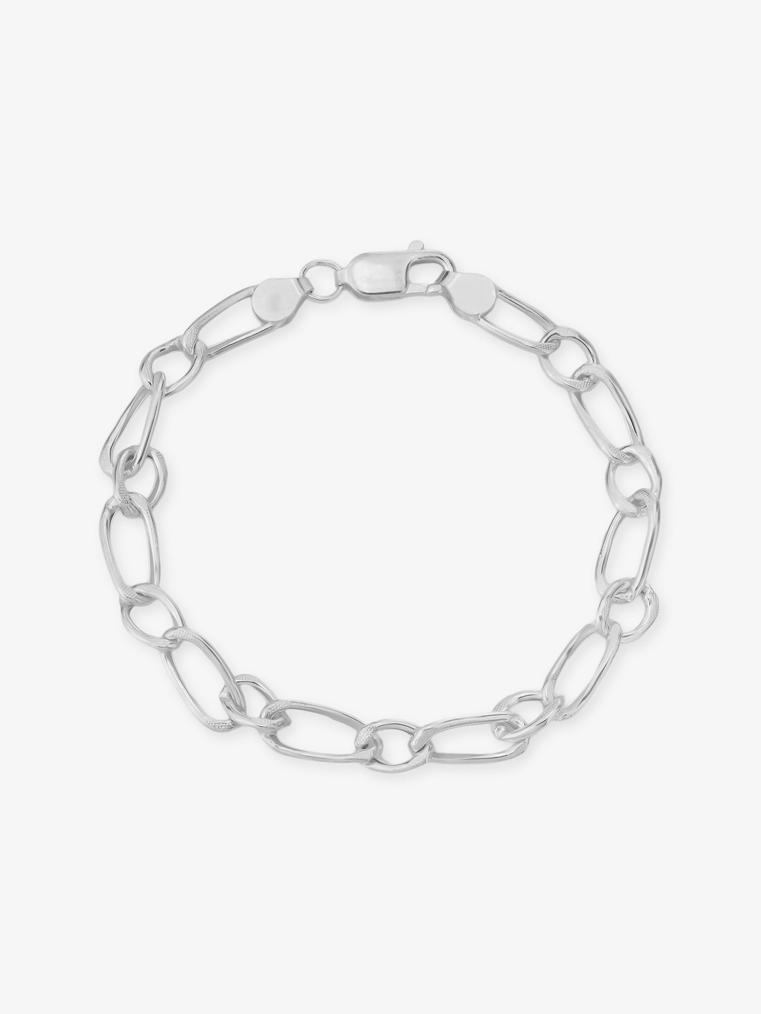 SIJA 925 Silver Bendy O Mens Chain Bracelet 999 silver jewellery bold front view modern accessory for men