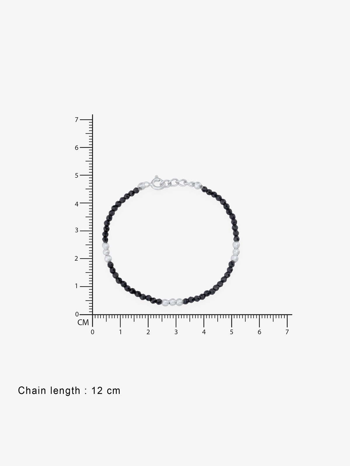 Reverse of SIJA Black Beaded Kids Bracelet showing BIS 925 hallmark stamp certified sterling silver jewellery authenticity and quality assurance
