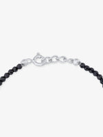 Side profile of SIJA 925 Silver Black Beaded Kids Bracelet sterling silver jewellery elegant accessory durable construction polished edges