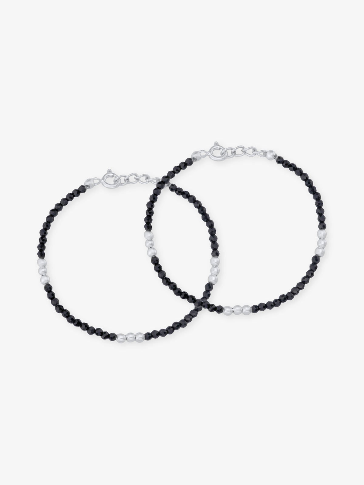 SIJA 925 Silver Black Beaded Kids Bracelet sterling silver jewellery playful kids design full front hero view accessory