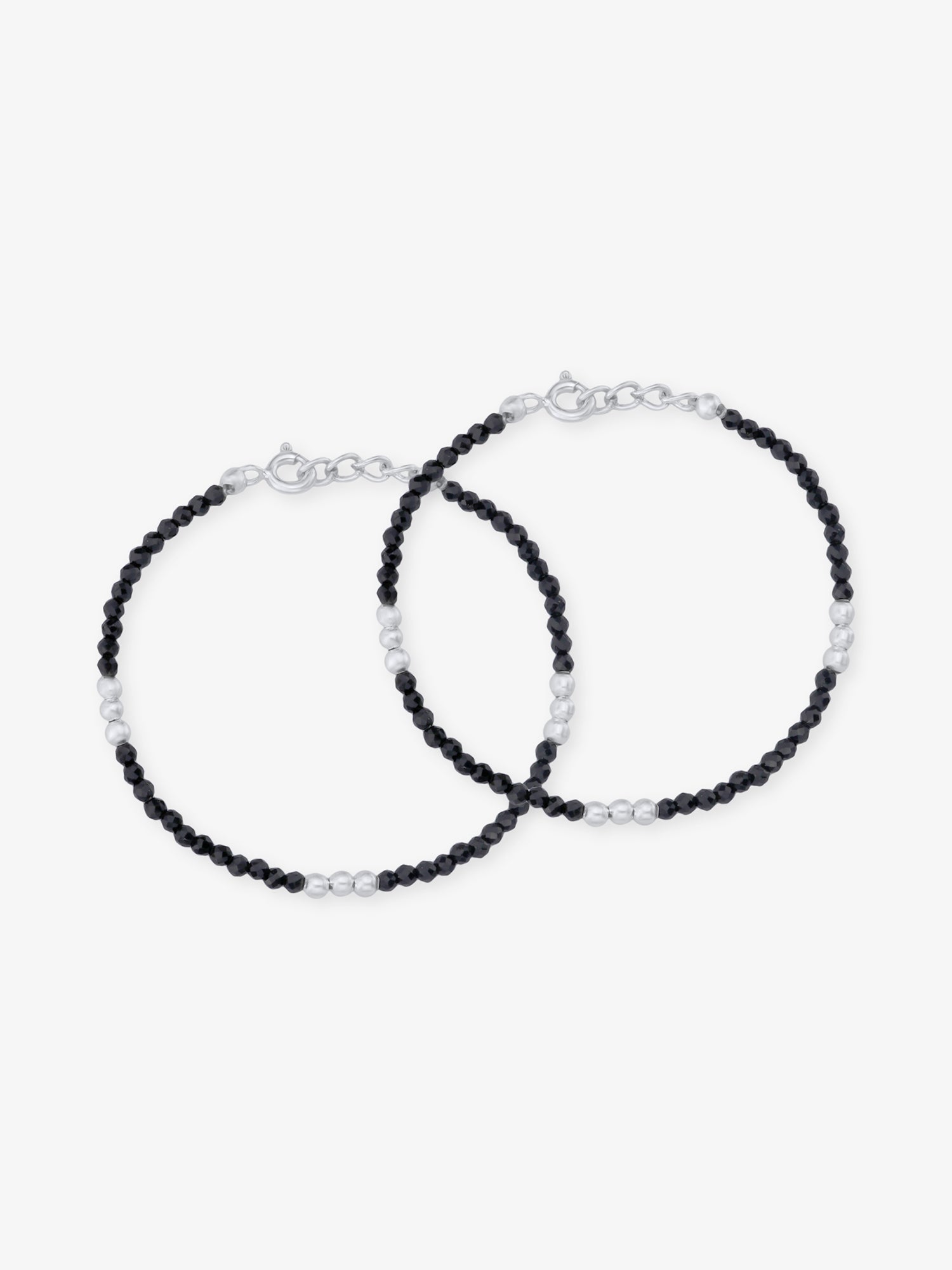 SIJA 925 Silver Black Beaded Kids Bracelet sterling silver jewellery playful kids design full front hero view accessory