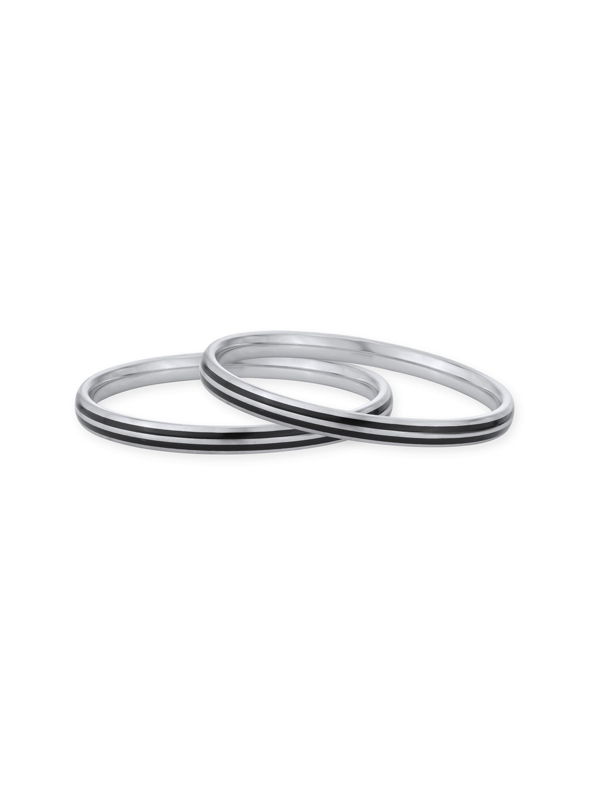 Close‑up of SIJA 925 Silver Black Dual Stripe Kids Bangle showing intricate dual stripe detailing handcrafted sterling silver jewellery durable accessory