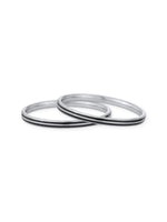 Close‑up of SIJA 925 Silver Black Dual Stripe Kids Bangle showing intricate dual stripe detailing handcrafted sterling silver jewellery durable accessory
