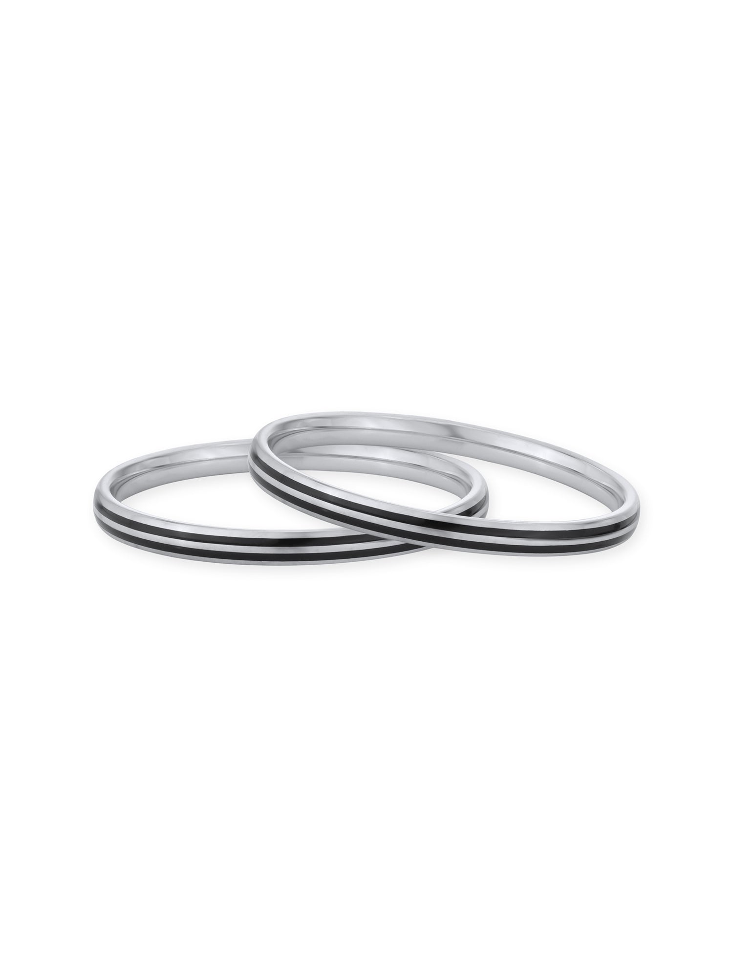 Close‑up of SIJA 925 Silver Black Dual Stripe Kids Bangle showing intricate dual stripe detailing handcrafted sterling silver jewellery durable accessory