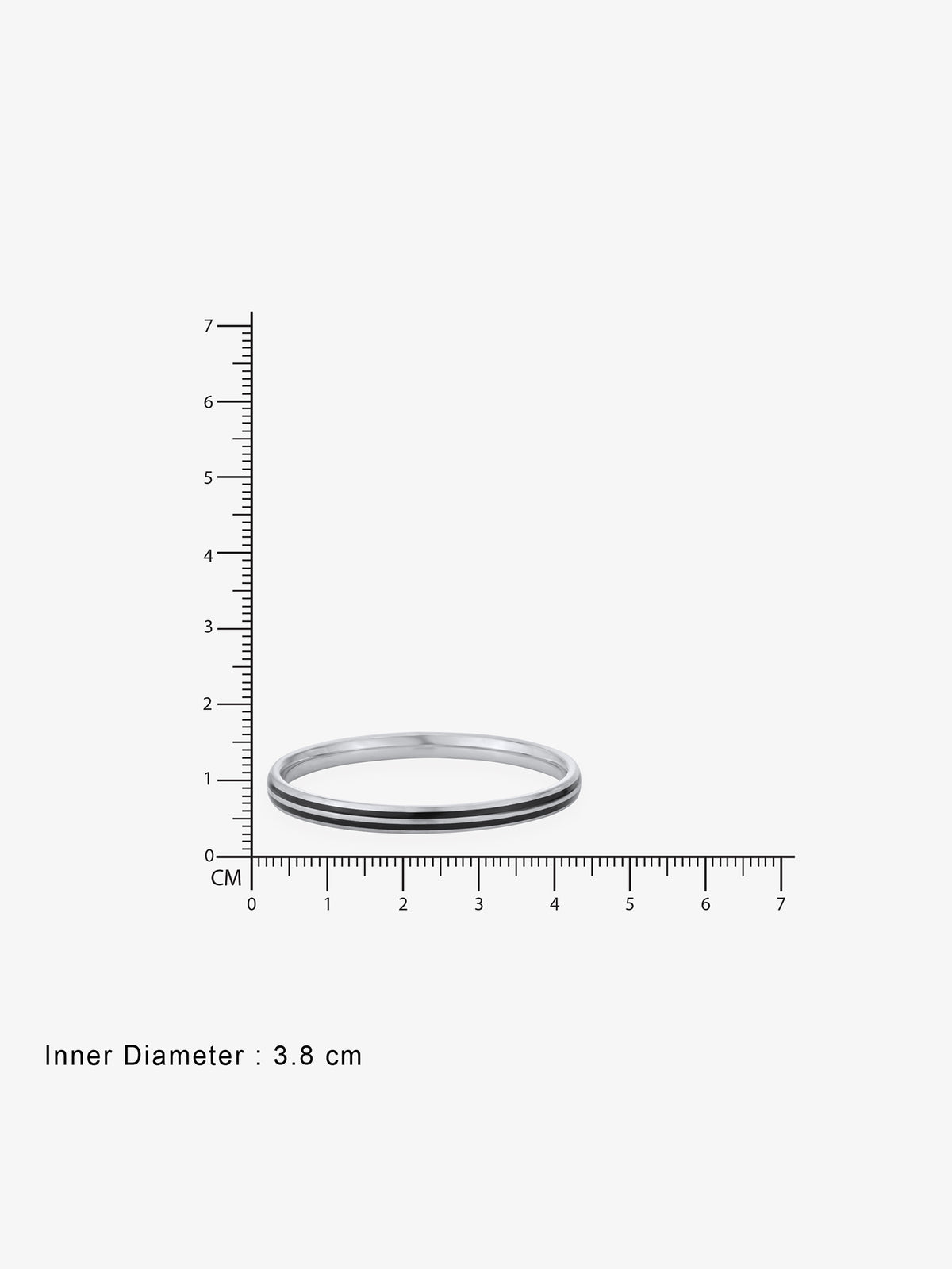 Reverse of SIJA Black Dual Stripe Kids Bangle showing BIS 925 hallmark stamp certified sterling silver jewellery authenticity and quality assurance