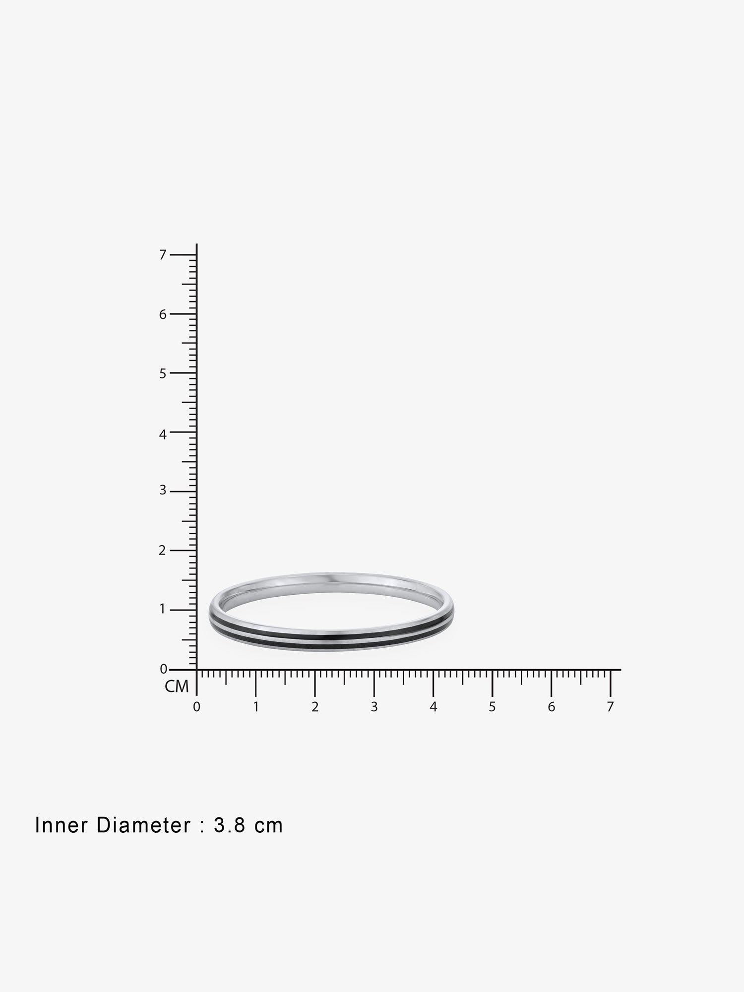 Reverse of SIJA Black Dual Stripe Kids Bangle showing BIS 925 hallmark stamp certified sterling silver jewellery authenticity and quality assurance