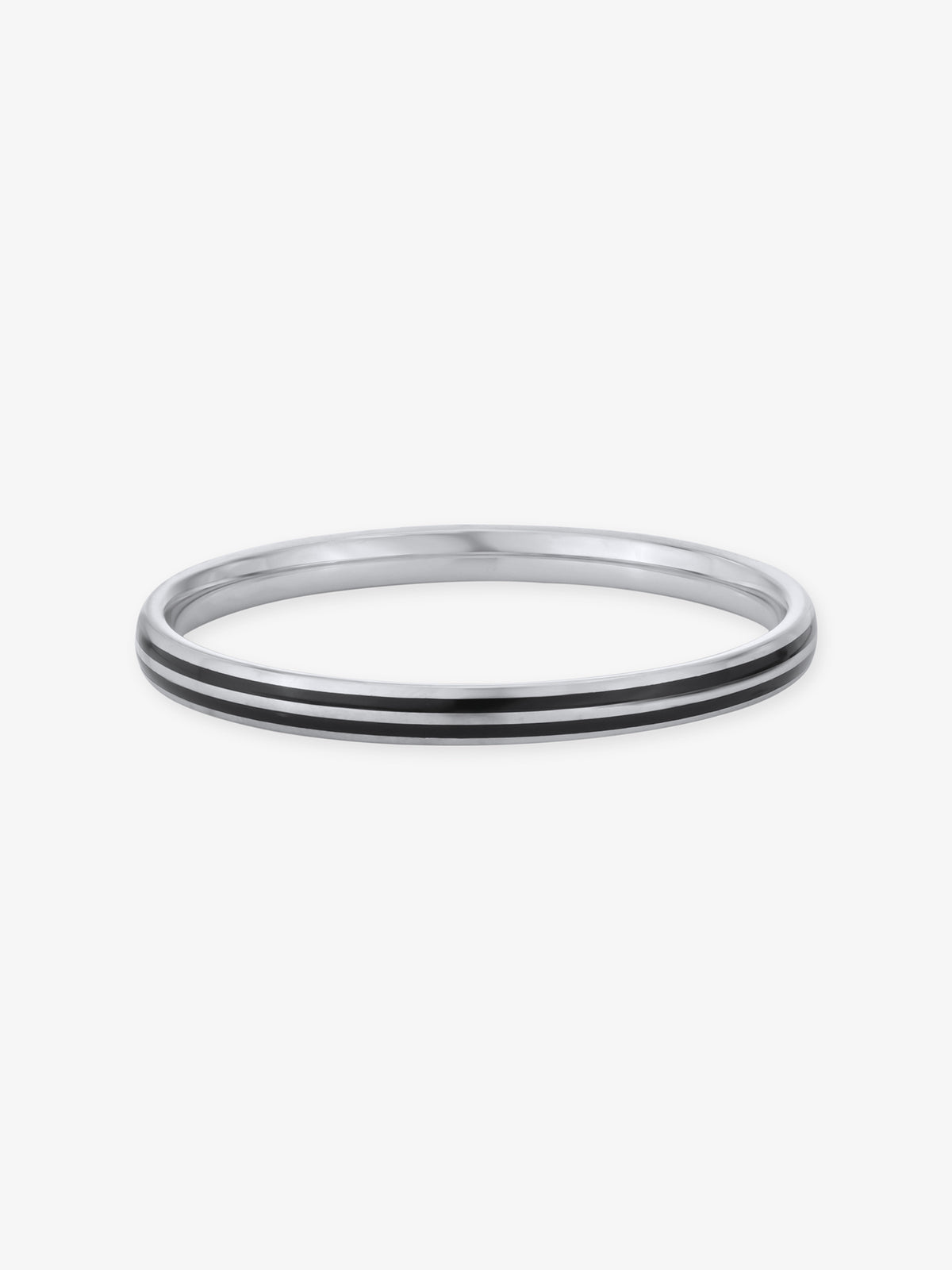 Close‑up of SIJA 925 Silver Black Dual Stripe Kids Bangle showing intricate dual stripe detailing handcrafted sterling silver jewellery durable accessory