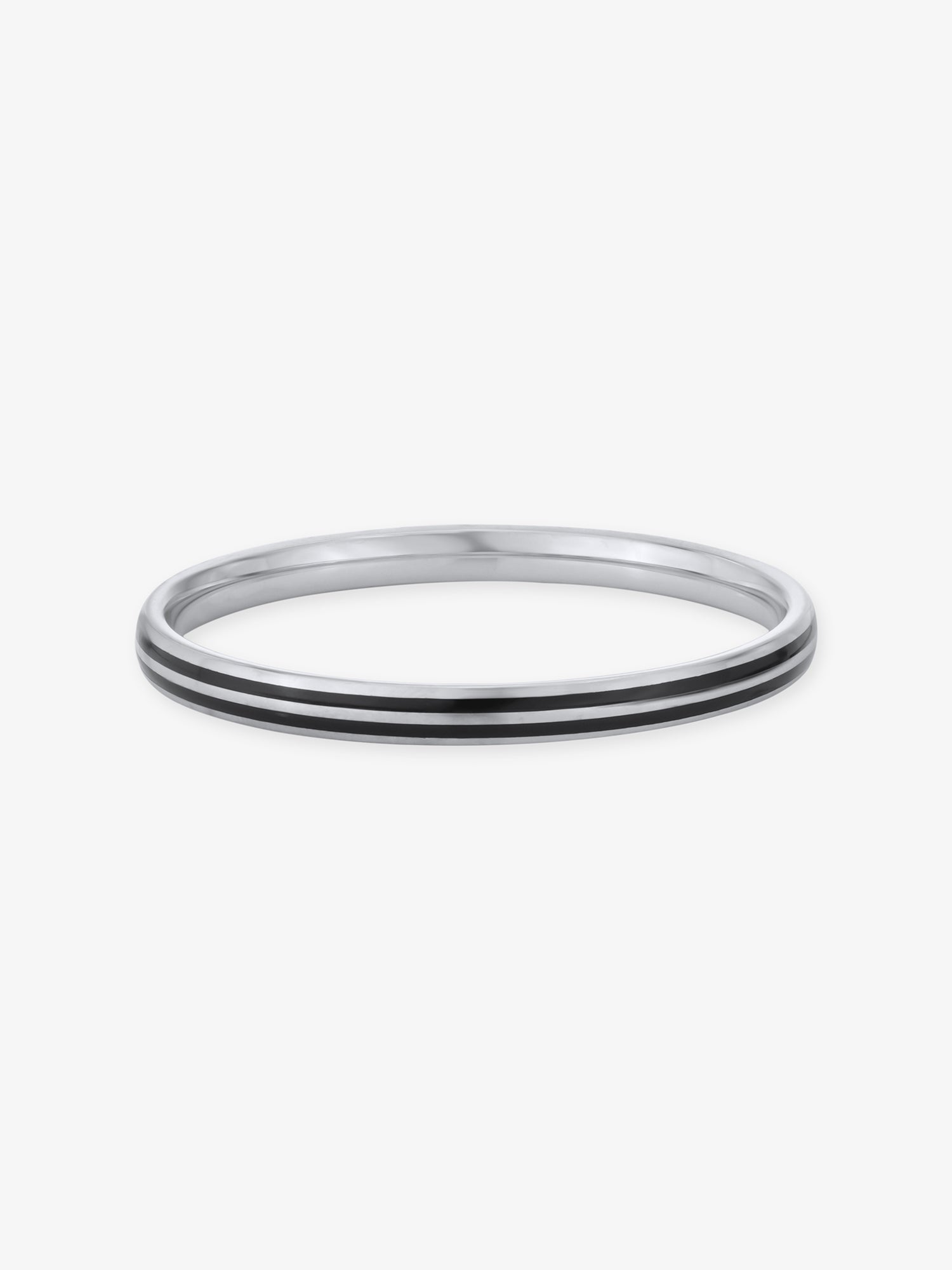 Close‑up of SIJA 925 Silver Black Dual Stripe Kids Bangle showing intricate dual stripe detailing handcrafted sterling silver jewellery durable accessory