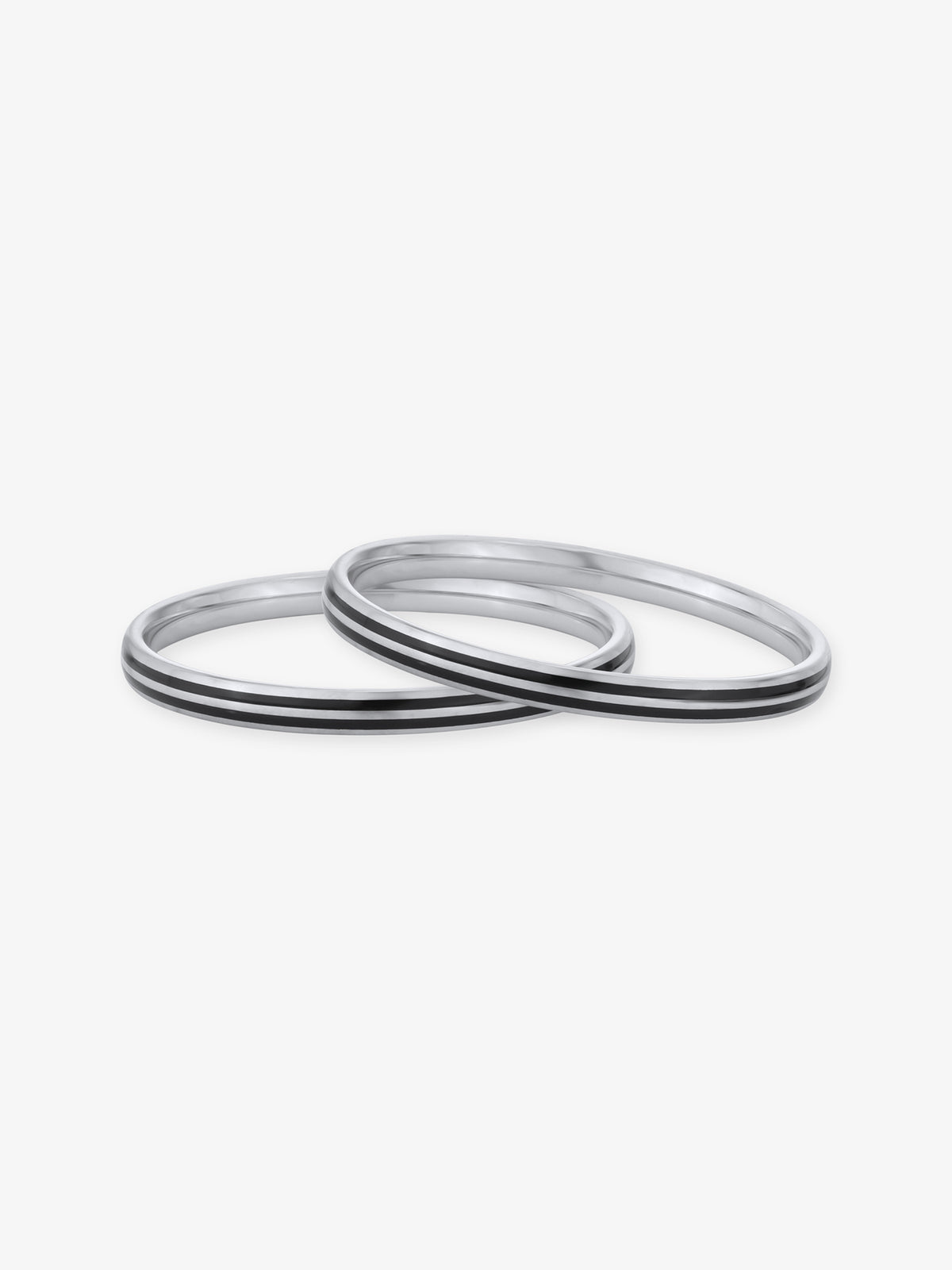 SIJA 925 Silver Black Dual Stripe Kids Bangle sterling silver jewellery playful kids design full front hero view accessory
