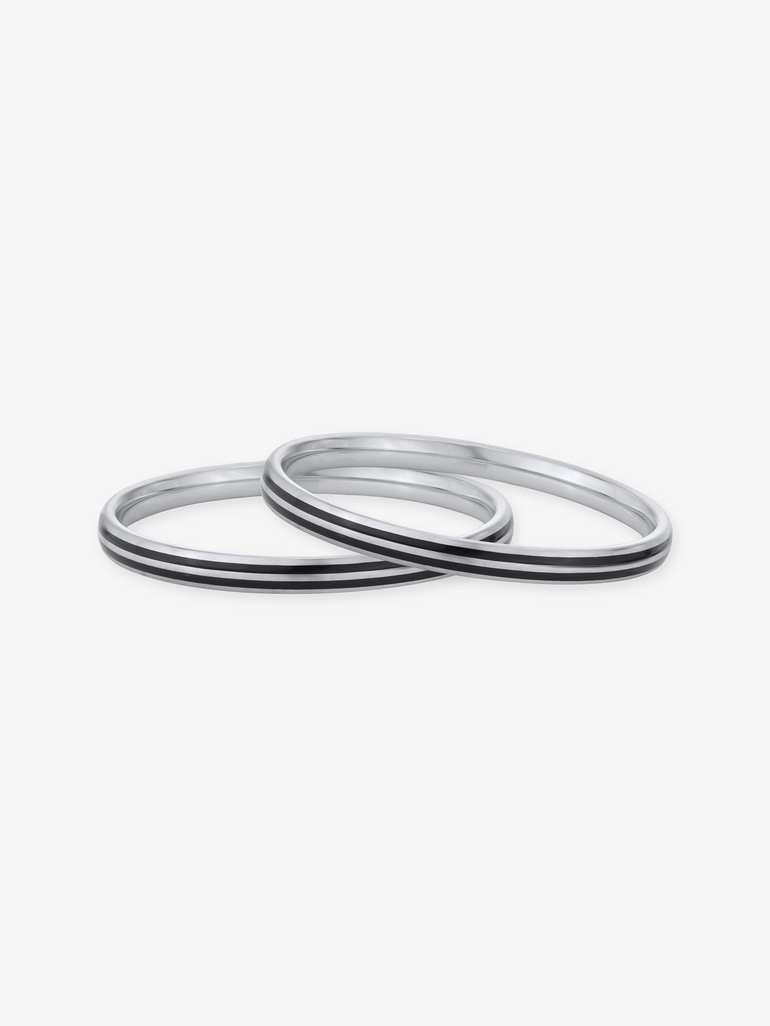 SIJA 925 Silver Black Dual Stripe Kids Bangle sterling silver jewellery playful kids design full front hero view accessory