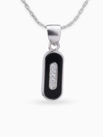 Close up SIJA 925 silver jewellery black pink cosmic beam pendant handcrafted premium design versatile accessory for everyday wear and special occasions