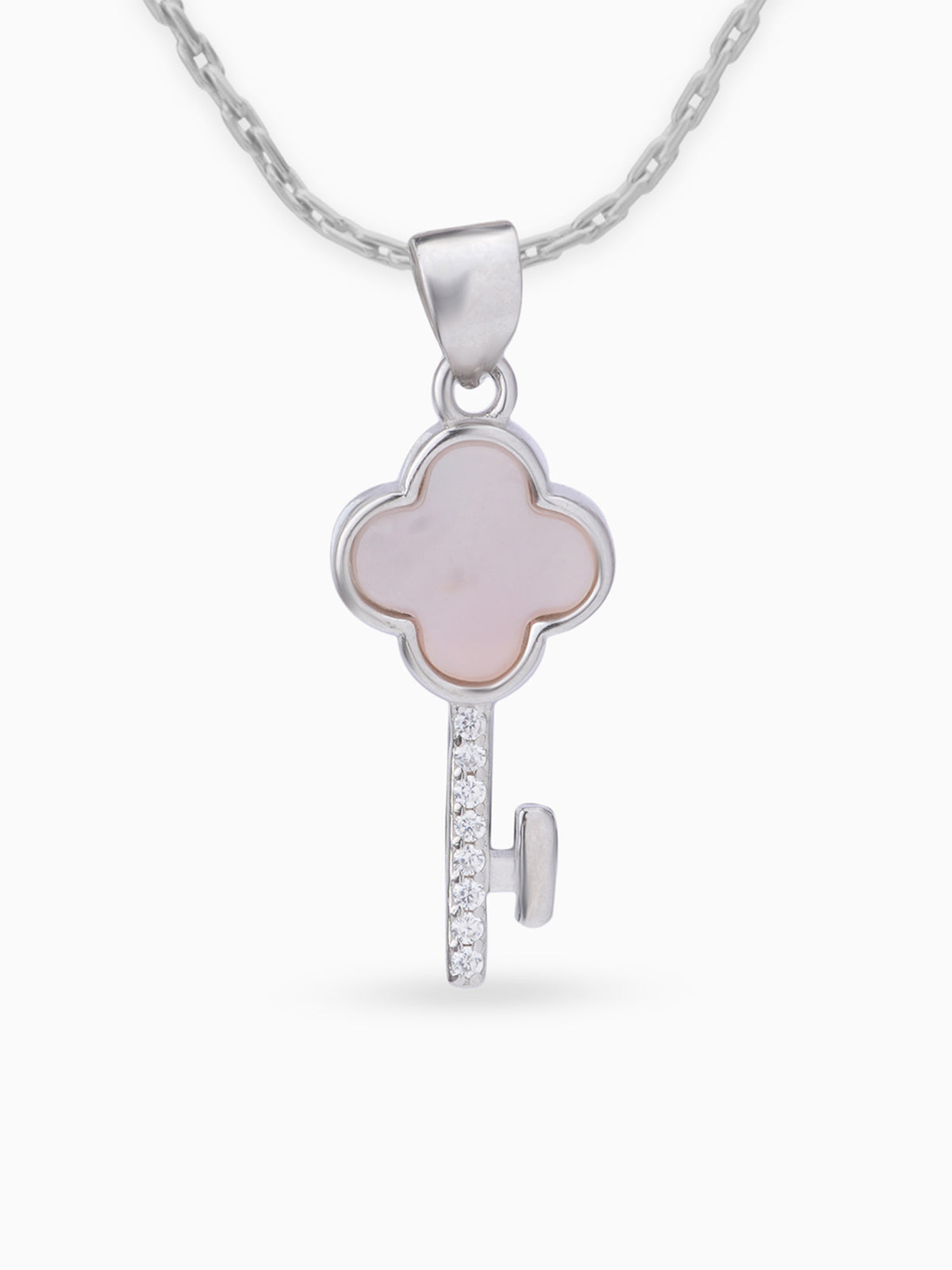 Close up SIJA 925 silver jewellery black pink glimmer key pendant handcrafted premium design versatile accessory for everyday wear and special occasions