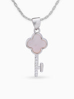 Close up SIJA 925 silver jewellery black pink glimmer key pendant handcrafted premium design versatile accessory for everyday wear and special occasions