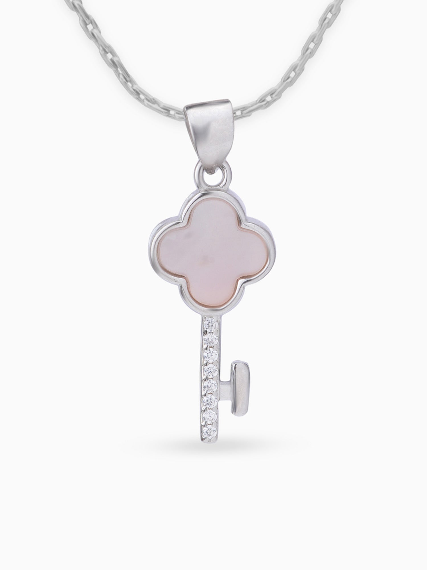 Close up SIJA 925 silver jewellery black pink glimmer key pendant handcrafted premium design versatile accessory for everyday wear and special occasions