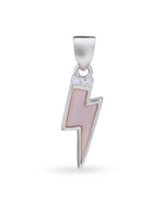 Close up SIJA 925 silver jewellery black pink lightning bolt pendant handcrafted premium design versatile accessory for everyday wear and special occasions