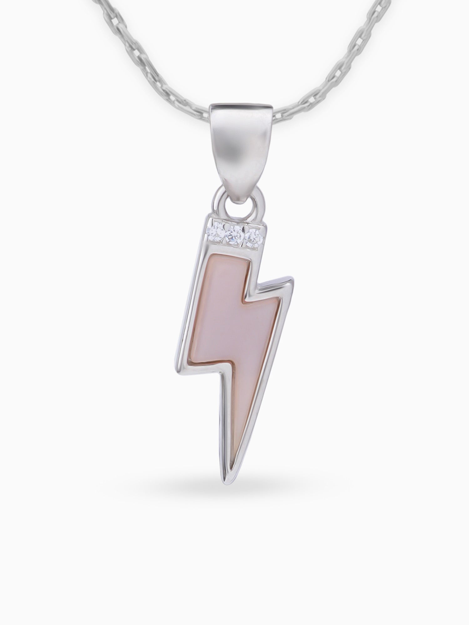Close up SIJA 925 silver jewellery black pink lightning bolt pendant handcrafted premium design versatile accessory for everyday wear and special occasions
