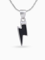 Close up SIJA 925 silver jewellery black pink lightning bolt pendant handcrafted premium design versatile accessory for everyday wear and special occasions