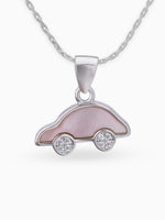 Close up SIJA 925 silver jewellery black pink little car pendant handcrafted premium design versatile accessory for everyday wear and special occasions