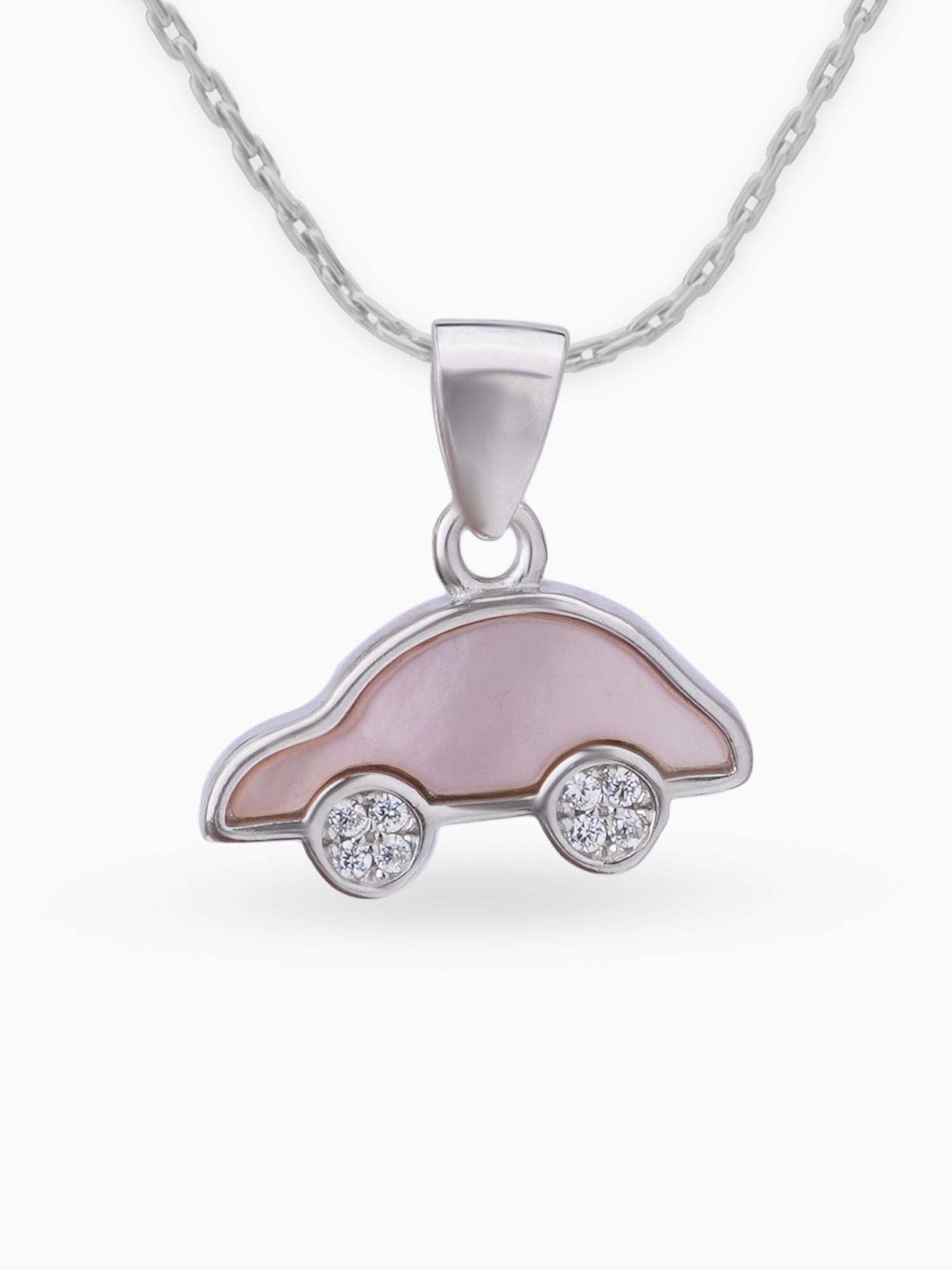 Close up SIJA 925 silver jewellery black pink little car pendant handcrafted premium design versatile accessory for everyday wear and special occasions