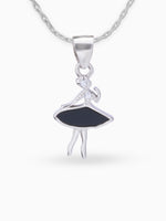 Close up SIJA 925 silver jewellery black pink little doll pendant handcrafted premium design versatile accessory for everyday wear and special occasions