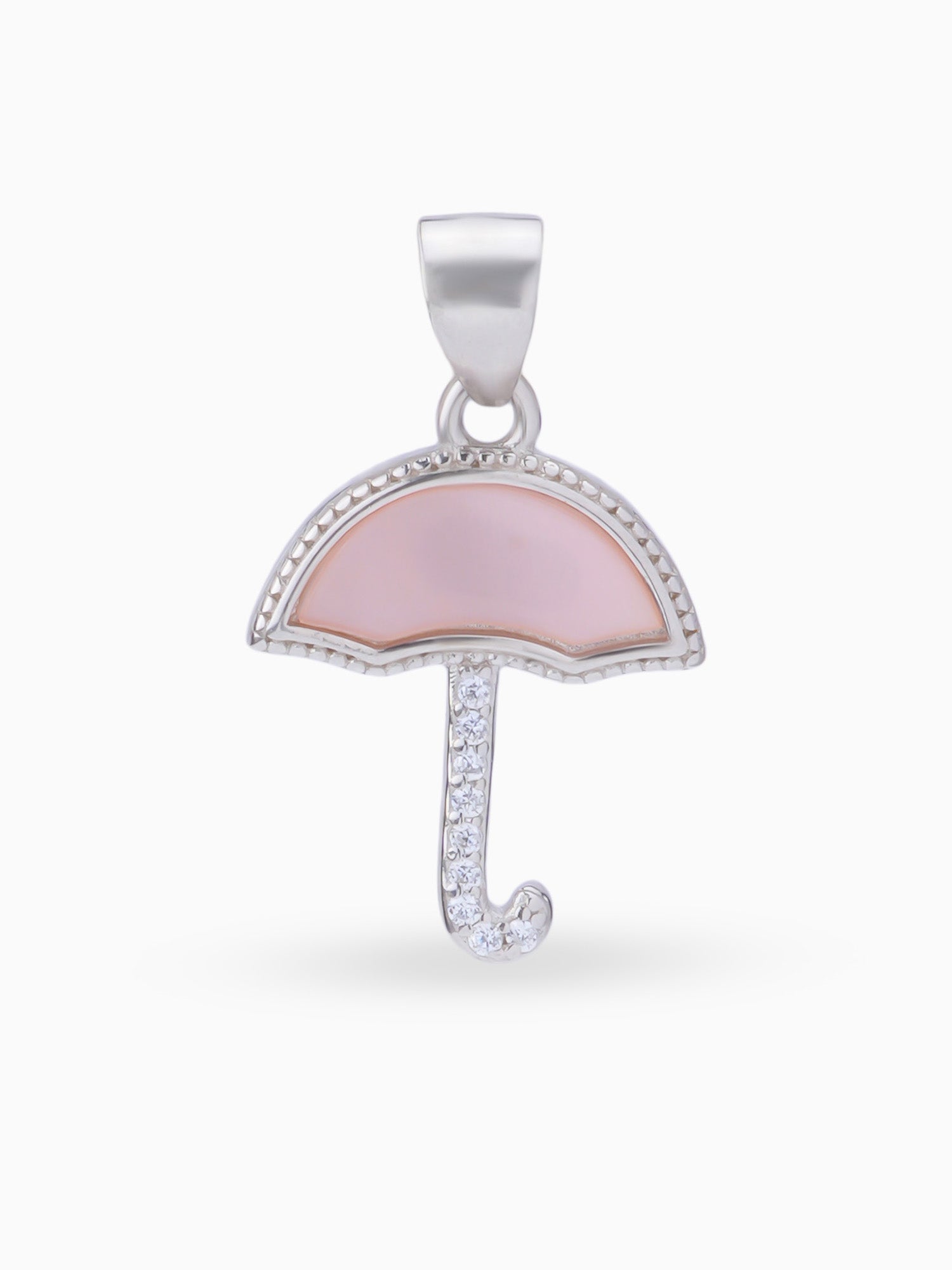 Hero shot SIJA 925 silver jewellery black pink little umbrella pendant BIS hallmarked elegant timeless accessory perfect for weddings festive wear and gifting