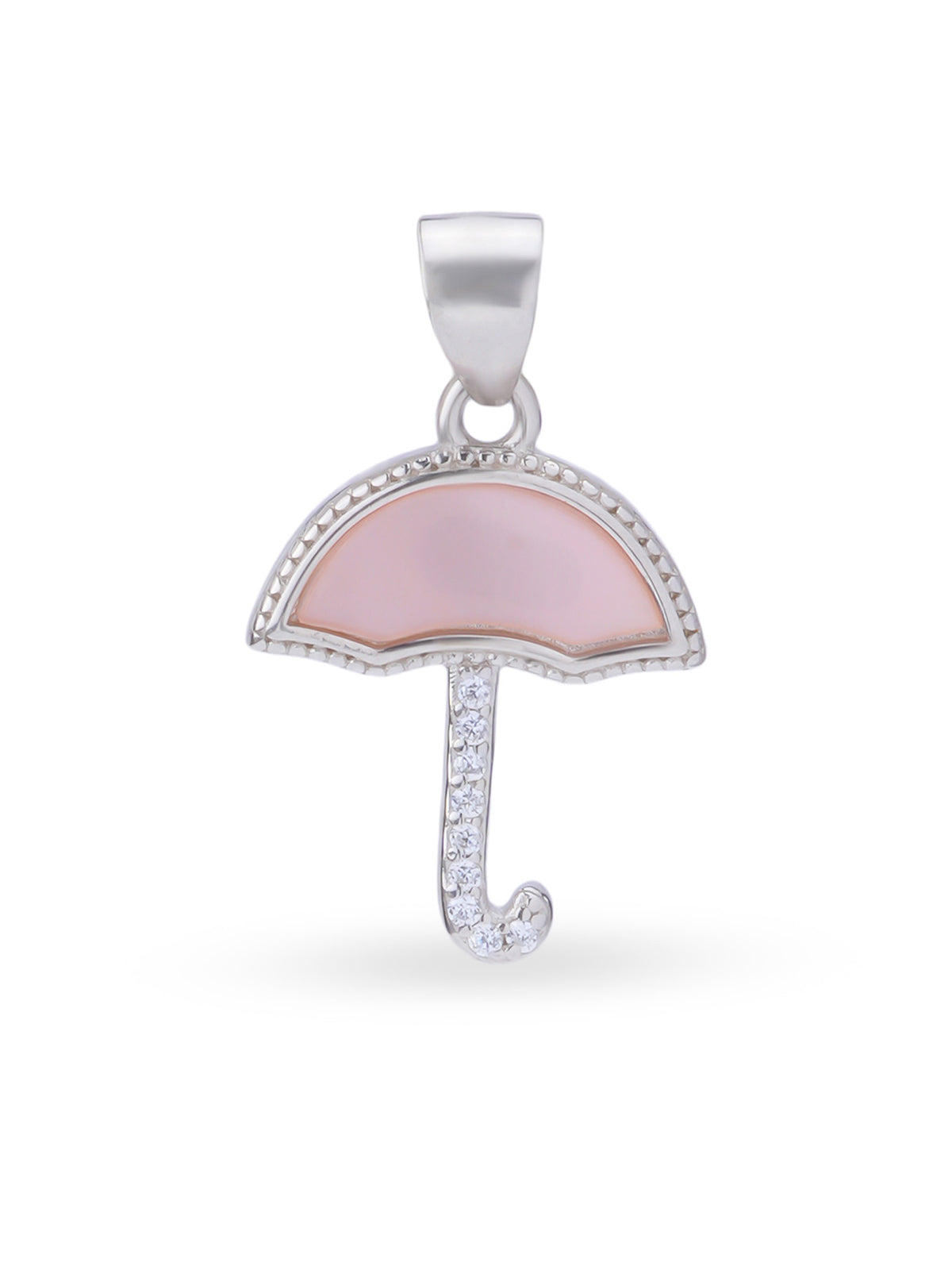 Close up SIJA 925 silver jewellery black pink little umbrella pendant handcrafted premium design versatile accessory for everyday wear and special occasions