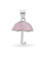 Close up SIJA 925 silver jewellery black pink little umbrella pendant handcrafted premium design versatile accessory for everyday wear and special occasions