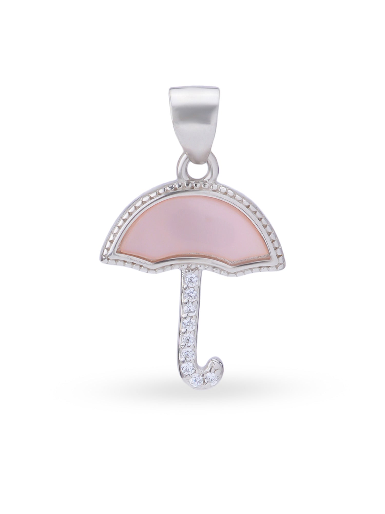 Close up SIJA 925 silver jewellery black pink little umbrella pendant handcrafted premium design versatile accessory for everyday wear and special occasions