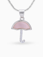 Close up SIJA 925 silver jewellery black pink little umbrella pendant handcrafted premium design versatile accessory for everyday wear and special occasions
