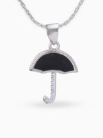 Close up SIJA 925 silver jewellery black pink little umbrella pendant handcrafted premium design versatile accessory for everyday wear and special occasions