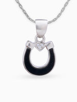 Close up SIJA 925 silver jewellery black pink lucky heart pendant handcrafted premium design versatile accessory for everyday wear and special occasions