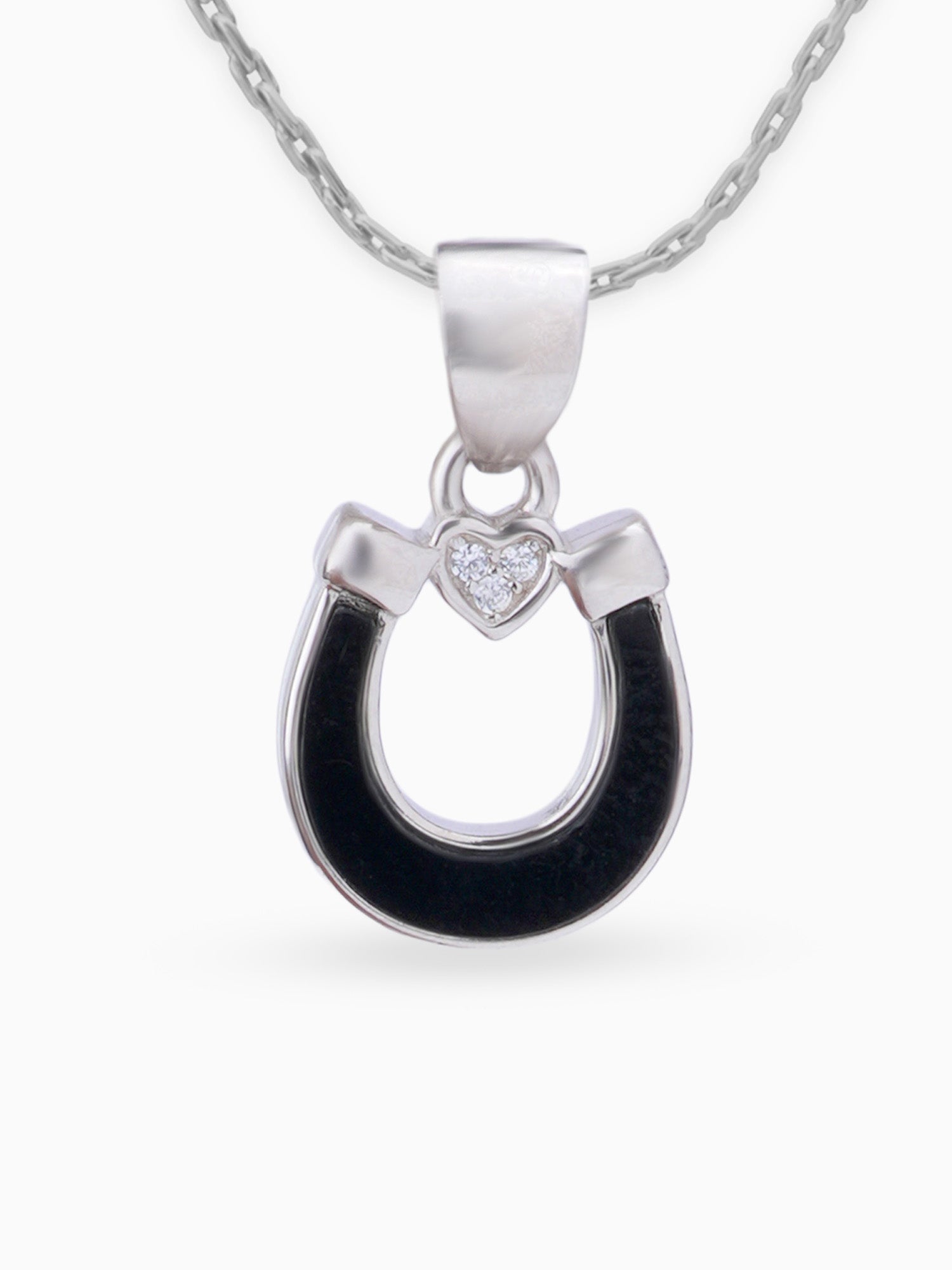Close up SIJA 925 silver jewellery black pink lucky heart pendant handcrafted premium design versatile accessory for everyday wear and special occasions