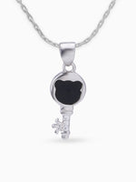 Close up SIJA 925 silver jewellery black pink memory key pendant handcrafted premium design versatile accessory for everyday wear and special occasions