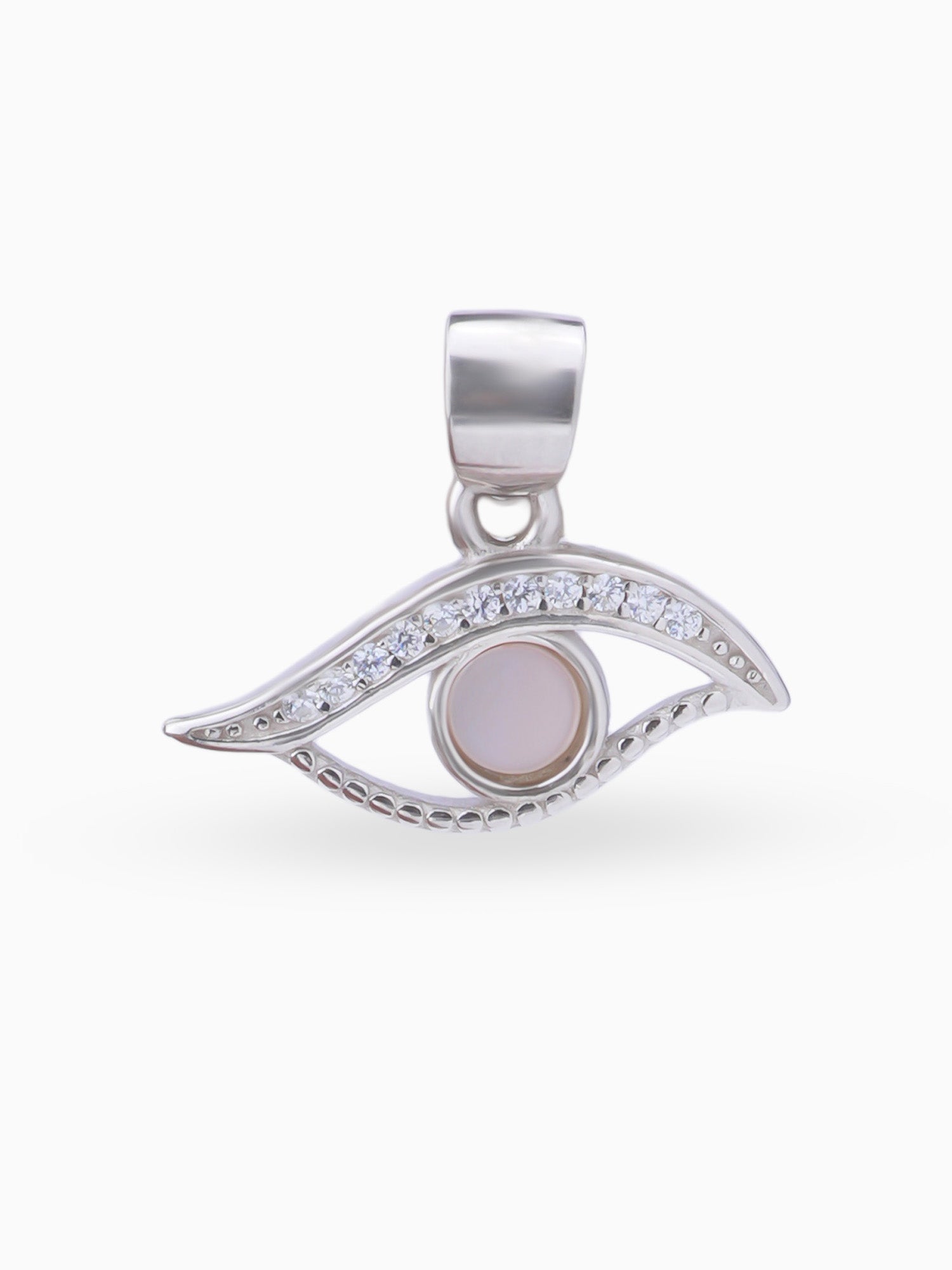Hero shot SIJA 925 silver jewellery black pink mystic eye pendant BIS hallmarked elegant timeless accessory perfect for weddings festive wear and gifting