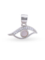 Close up SIJA 925 silver jewellery black pink mystic eye pendant handcrafted premium design versatile accessory for everyday wear and special occasions