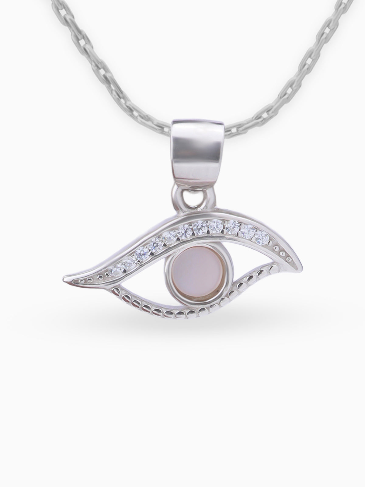 Close up SIJA 925 silver jewellery black pink mystic eye pendant handcrafted premium design versatile accessory for everyday wear and special occasions