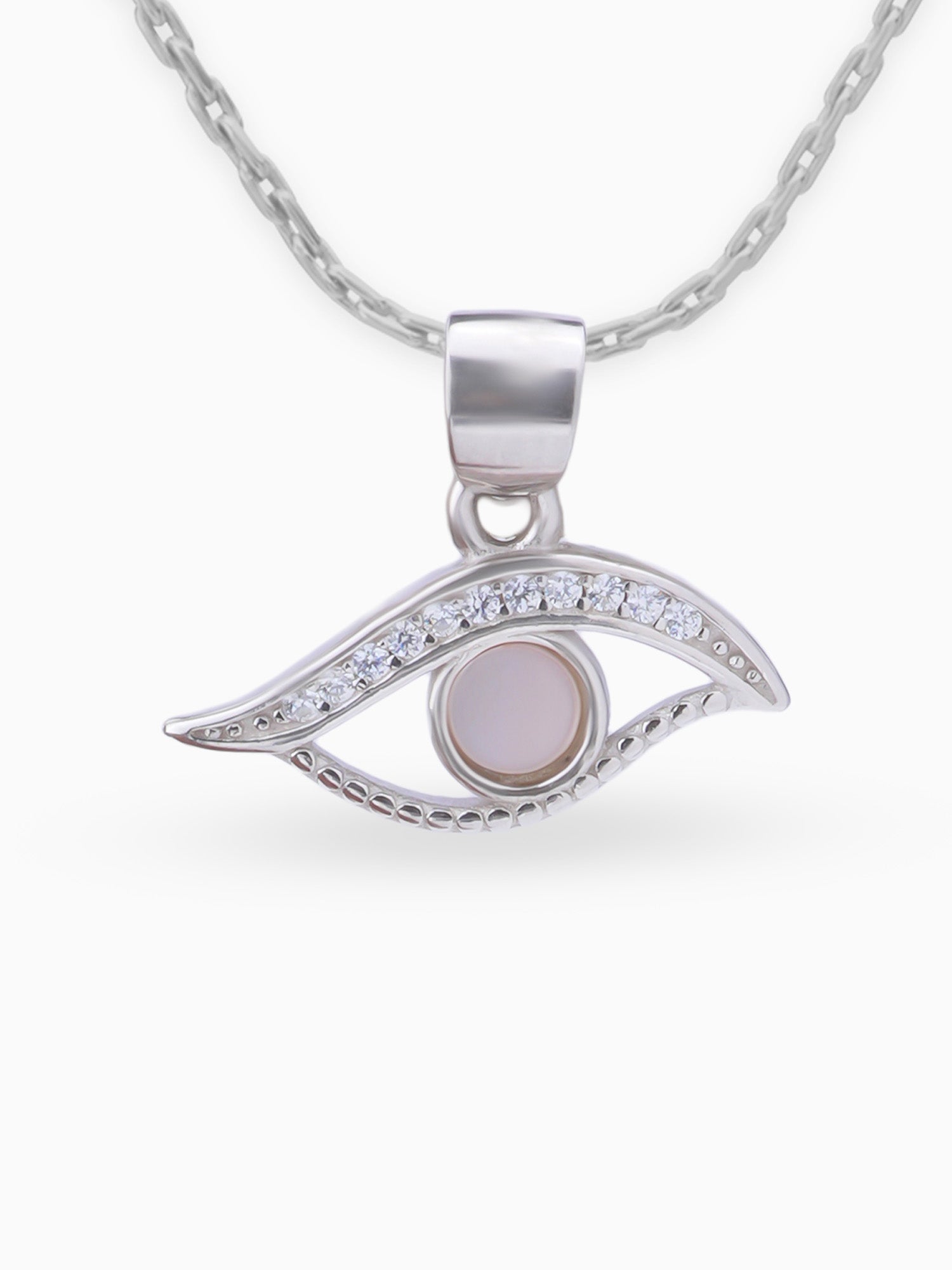 Close up SIJA 925 silver jewellery black pink mystic eye pendant handcrafted premium design versatile accessory for everyday wear and special occasions