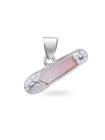 Close up SIJA 925 silver jewellery black pink safety pin pendant handcrafted premium design versatile accessory for everyday wear and special occasions