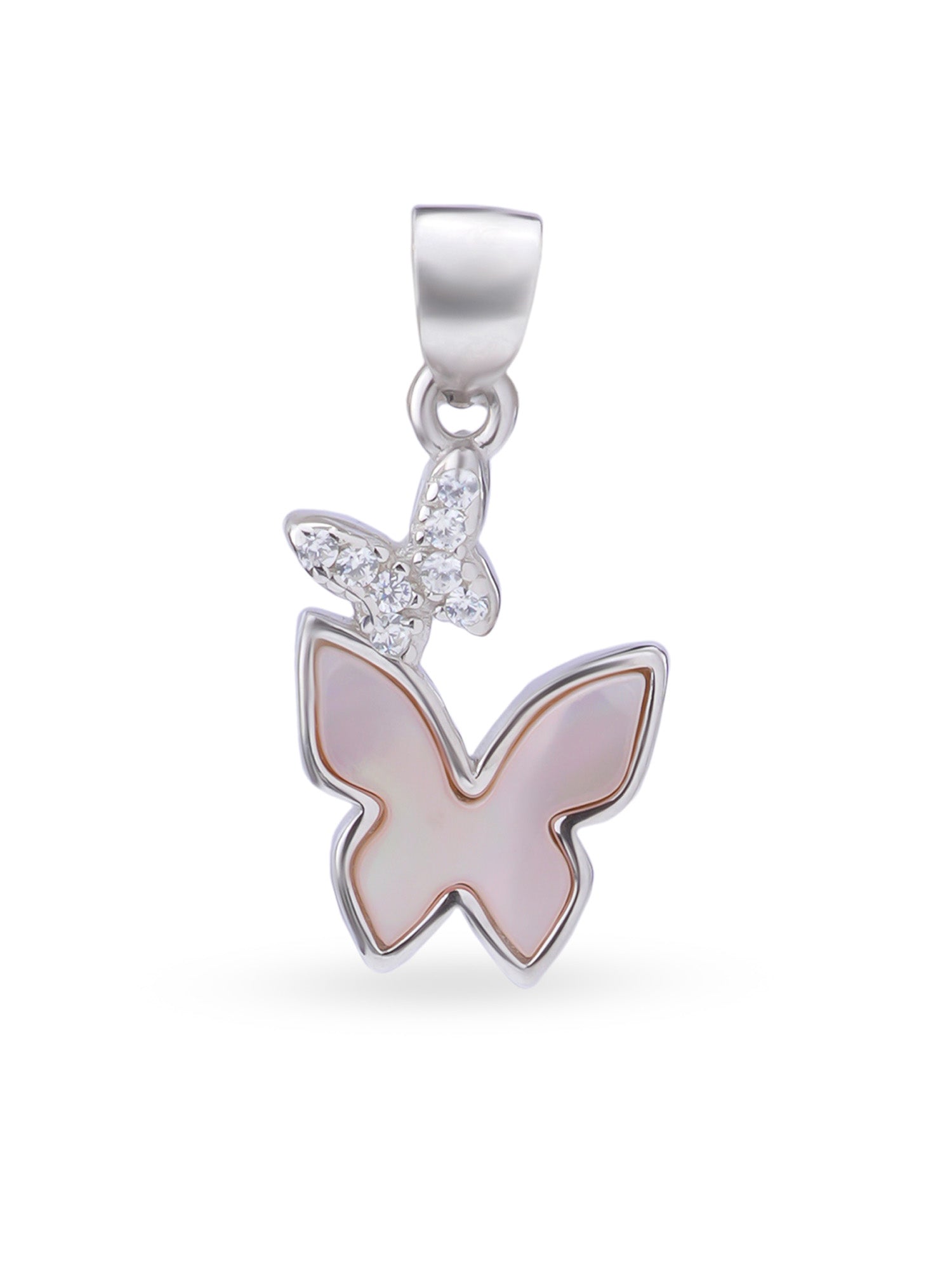 Close up SIJA 925 silver jewellery black pink twin butterfly pendant handcrafted premium design versatile accessory for everyday wear and special occasions