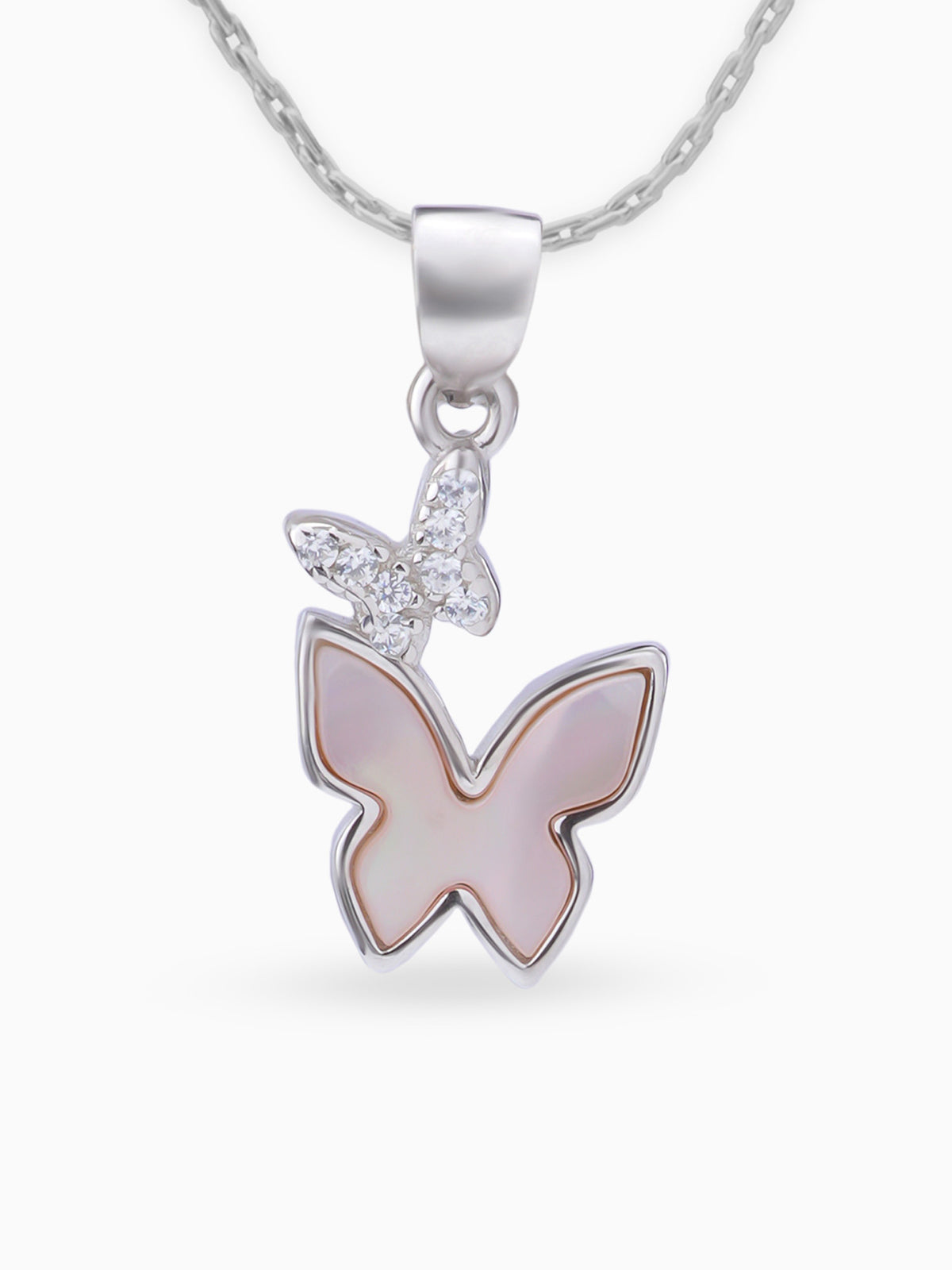Close up SIJA 925 silver jewellery black pink twin butterfly pendant handcrafted premium design versatile accessory for everyday wear and special occasions