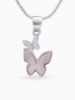Close up SIJA 925 silver jewellery black pink twin butterfly pendant handcrafted premium design versatile accessory for everyday wear and special occasions