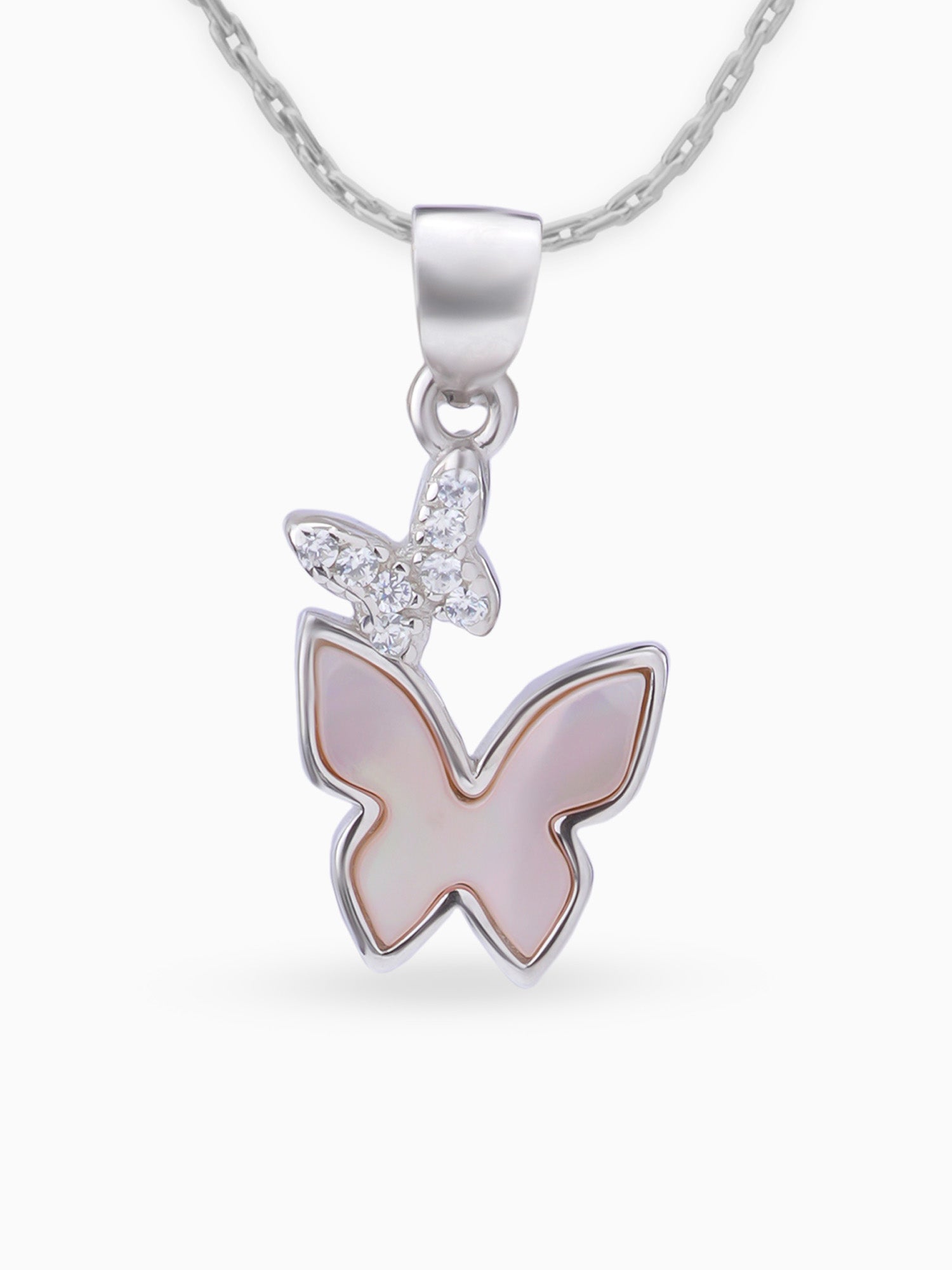 Close up SIJA 925 silver jewellery black pink twin butterfly pendant handcrafted premium design versatile accessory for everyday wear and special occasions