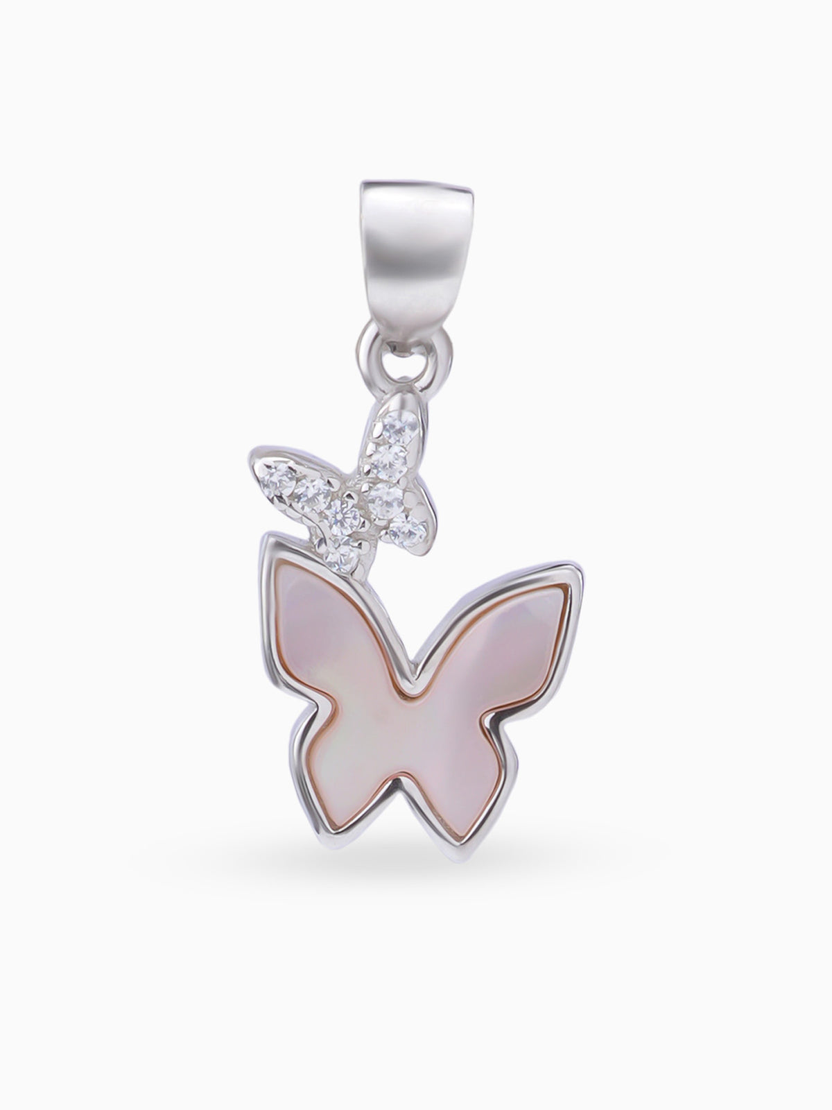 Hero shot SIJA 925 silver jewellery black pink twin butterfly pendant BIS hallmarked elegant timeless accessory perfect for weddings festive wear and gifting