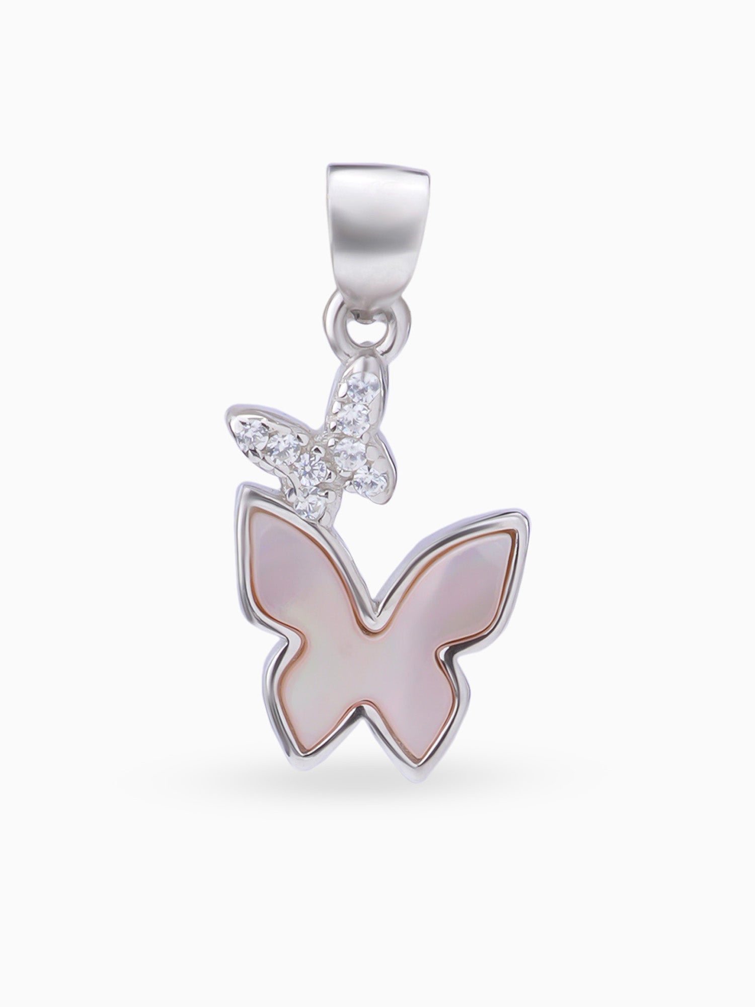Hero shot SIJA 925 silver jewellery black pink twin butterfly pendant BIS hallmarked elegant timeless accessory perfect for weddings festive wear and gifting
