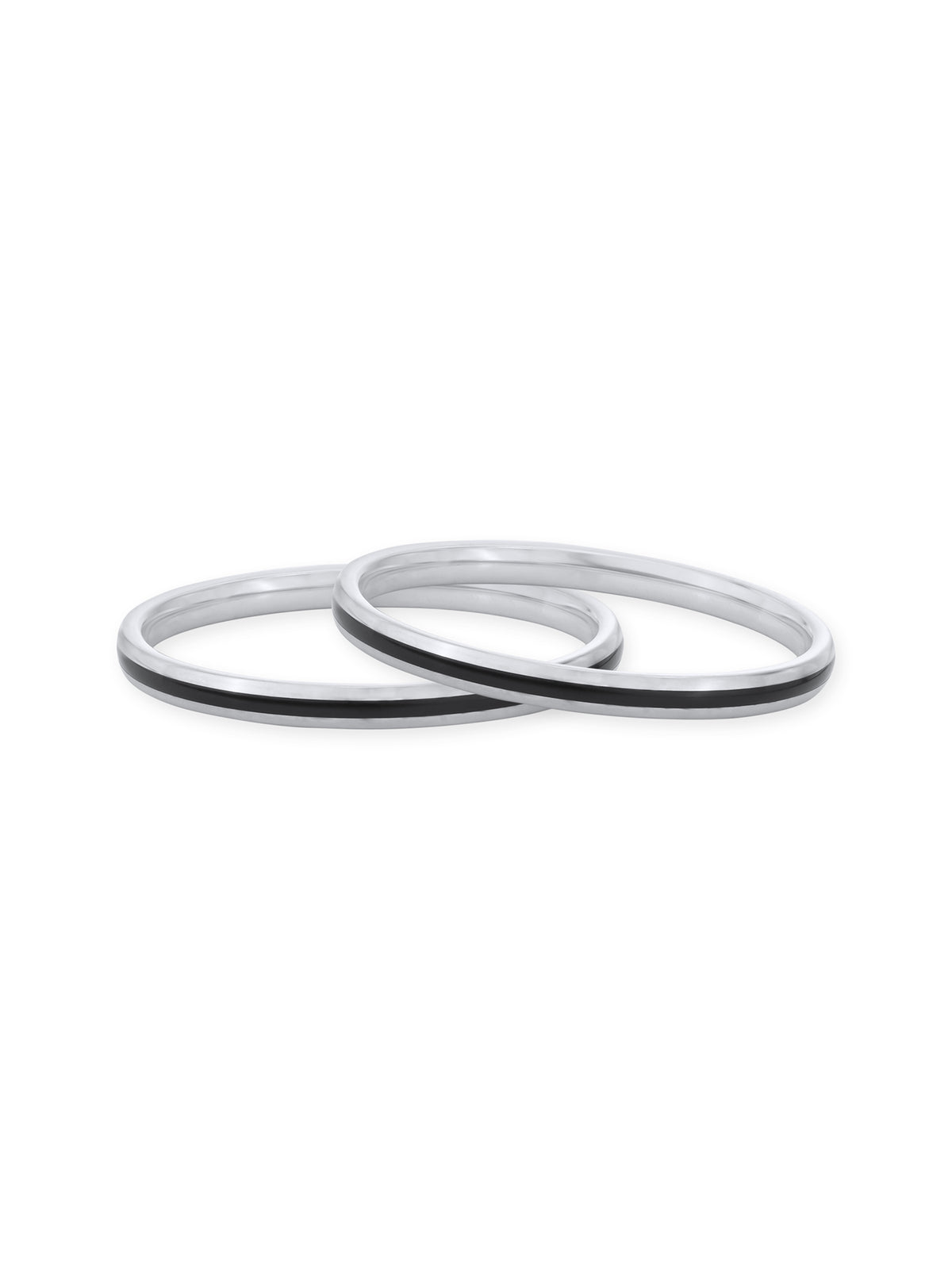 Close‑up of SIJA 925 Silver Black Single Stripe Kids Bangle showing single stripe detailing handcrafted sterling silver jewellery durable accessory