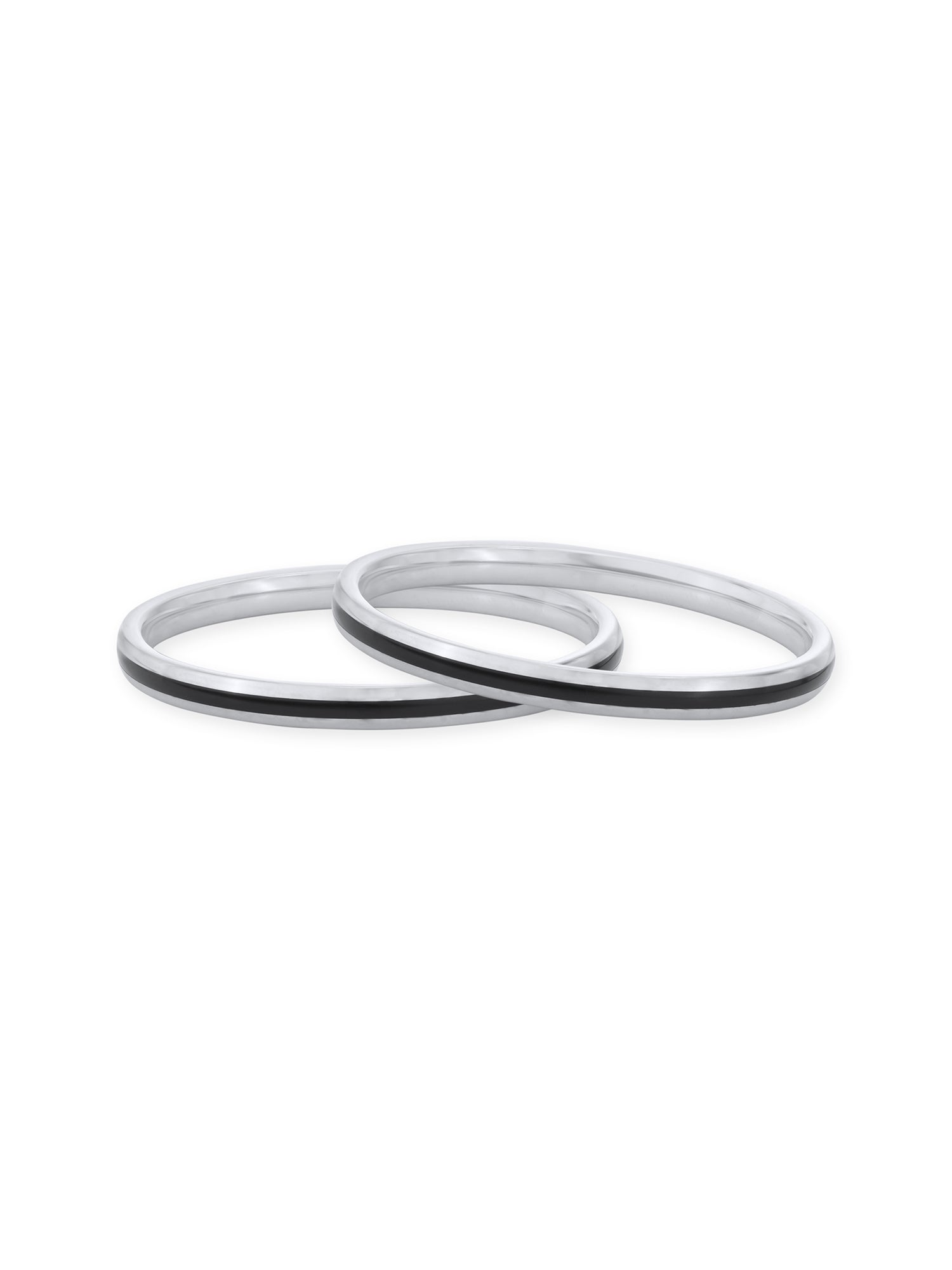 Close‑up of SIJA 925 Silver Black Single Stripe Kids Bangle showing single stripe detailing handcrafted sterling silver jewellery durable accessory