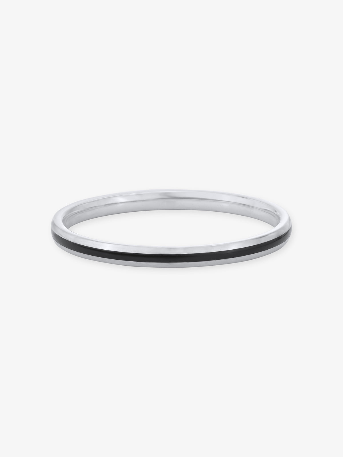 Close‑up of SIJA 925 Silver Black Single Stripe Kids Bangle showing single stripe detailing handcrafted sterling silver jewellery durable accessory